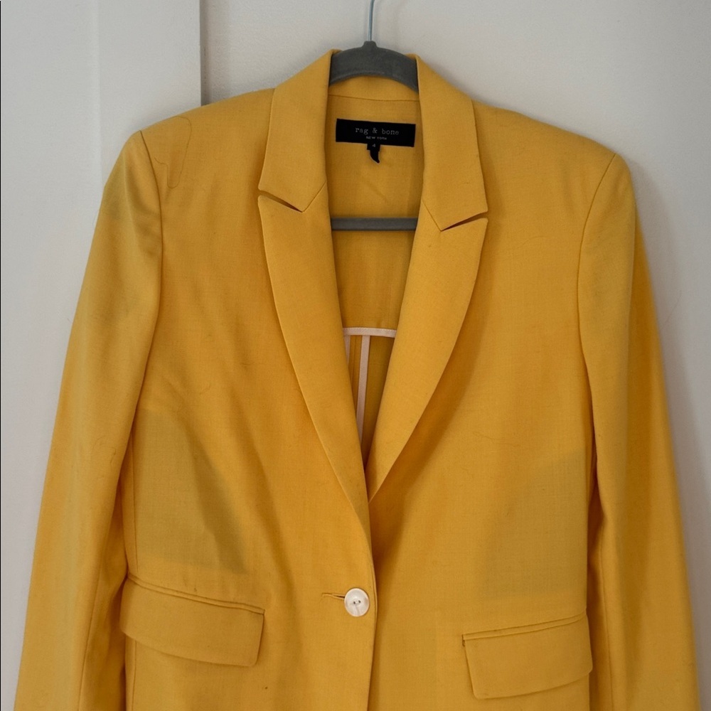 RAG & BONE Bonnie Yellow Single-Button Blazer Size 4 - Picture 3 of 10